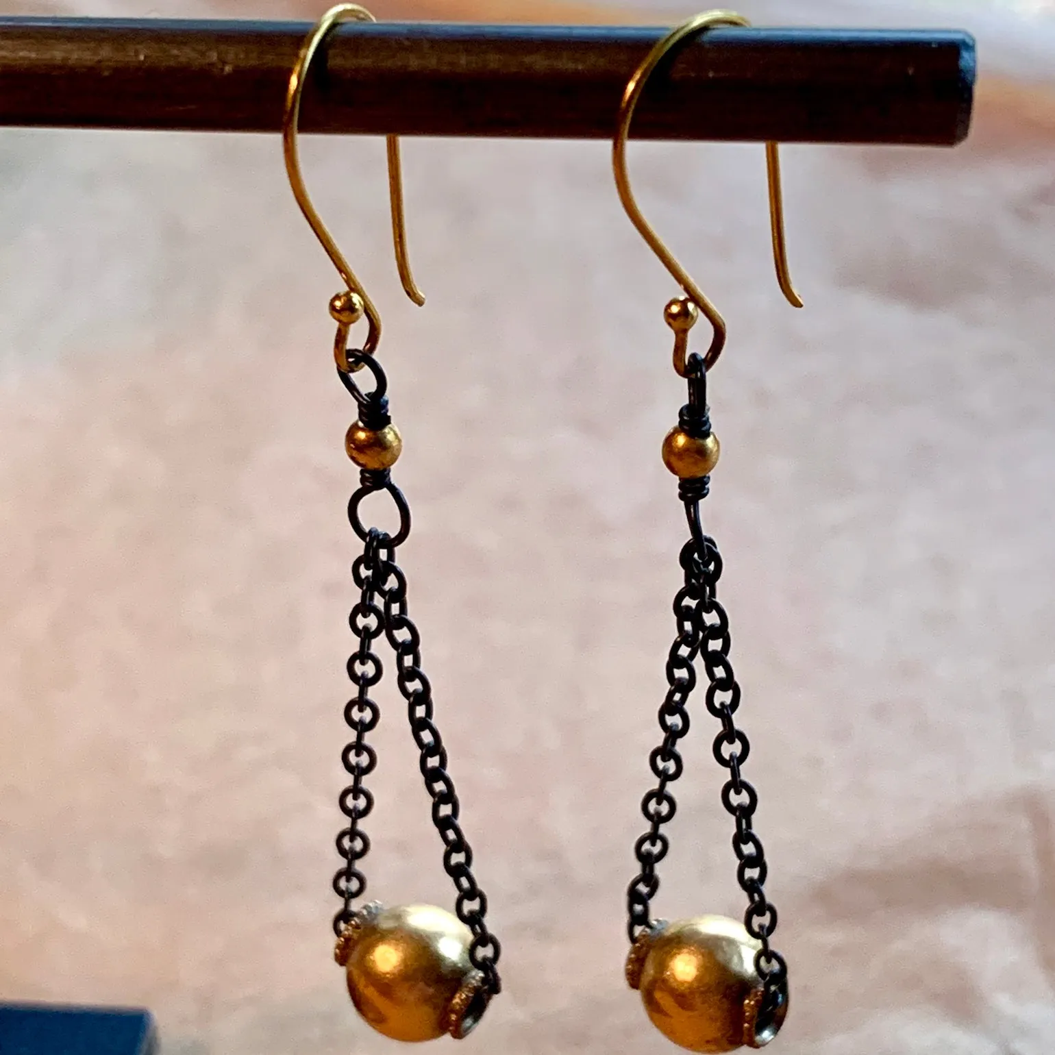 18 Karat & Oxidized Silver Earrings