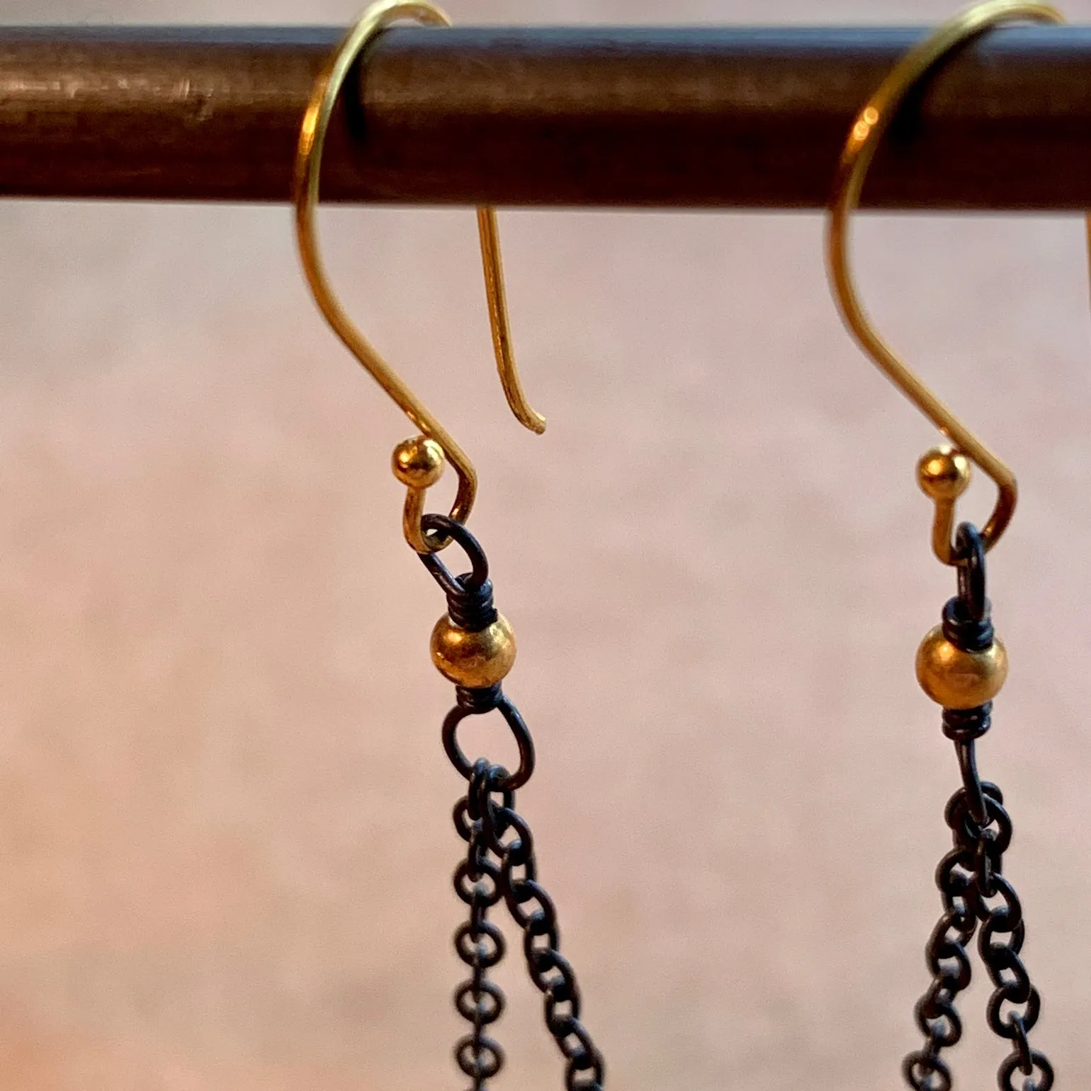 18 Karat & Oxidized Silver Earrings