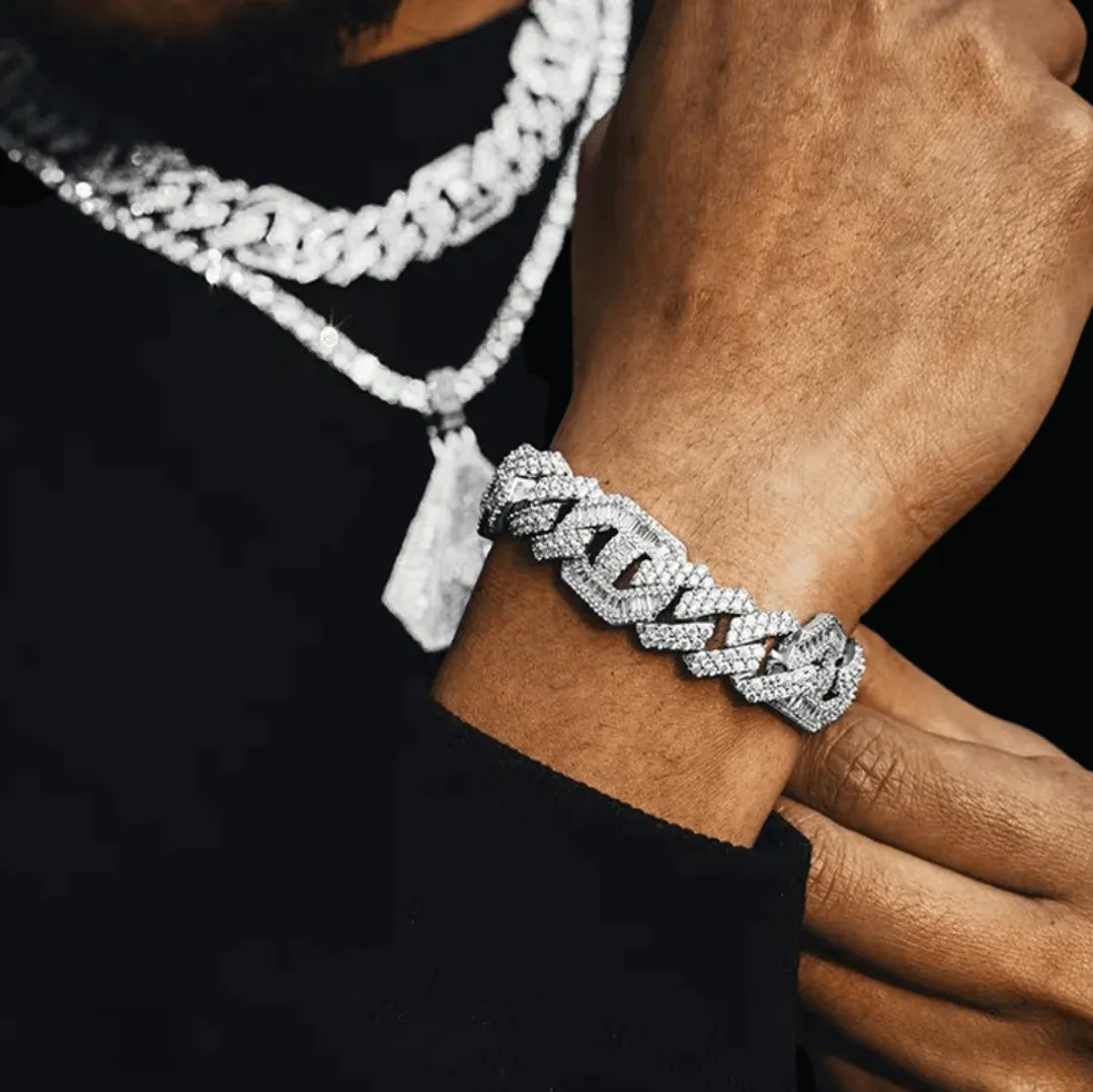 18MM Micro Paved Baguette Iced Out Diamond Bracelet