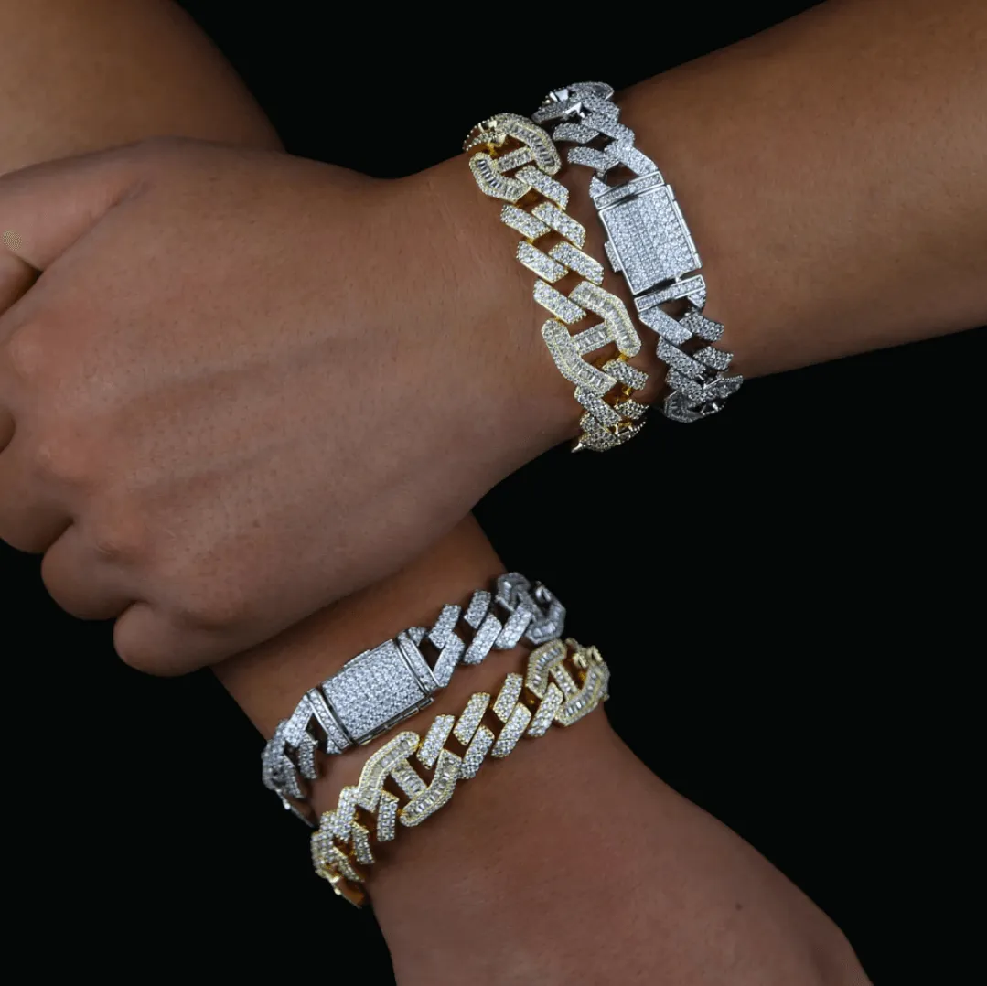18MM Micro Paved Baguette Iced Out Diamond Bracelet