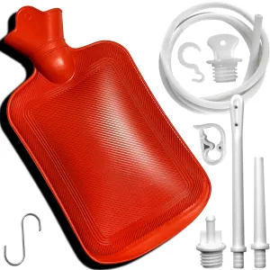 2 Quart Home Enema Bag Kit with Hose Enema Tips and Controllable Water Flow Clamp- Enema Bag for Colon Cleansing Enemas（Red） Red