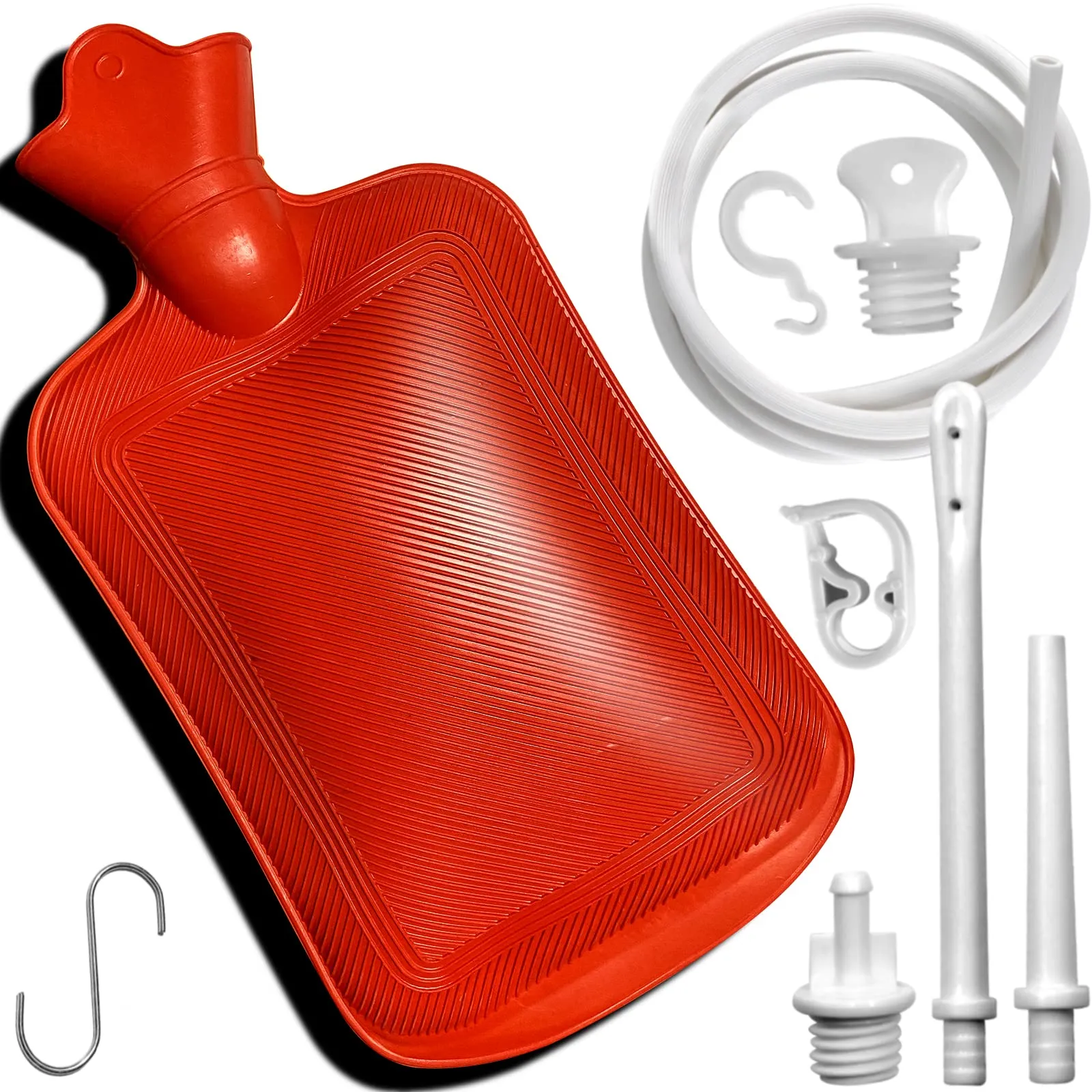 2 Quart Home Enema Bag Kit with Hose Enema Tips and Controllable Water Flow Clamp- Enema Bag for Colon Cleansing Enemas（Red） Red