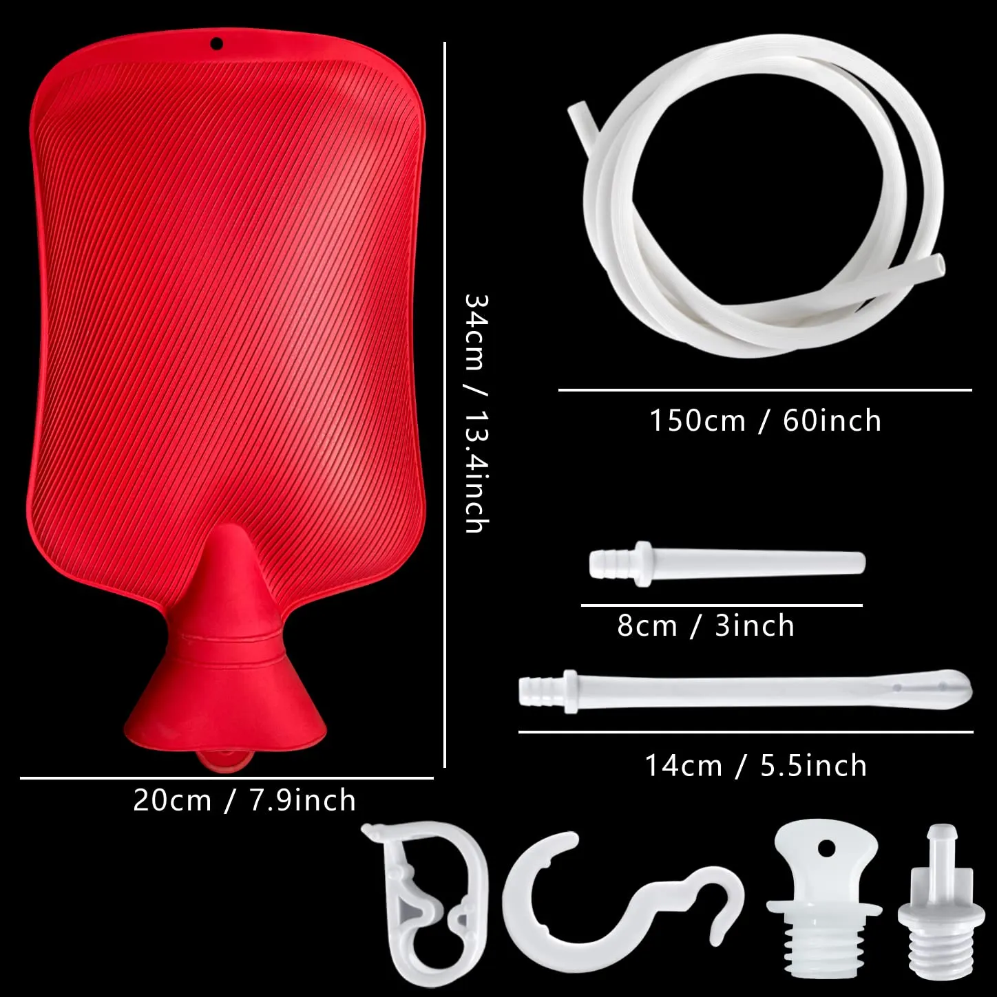 2 Quart Home Enema Bag Kit with Hose Enema Tips and Controllable Water Flow Clamp- Enema Bag for Colon Cleansing Enemas（Red） Red