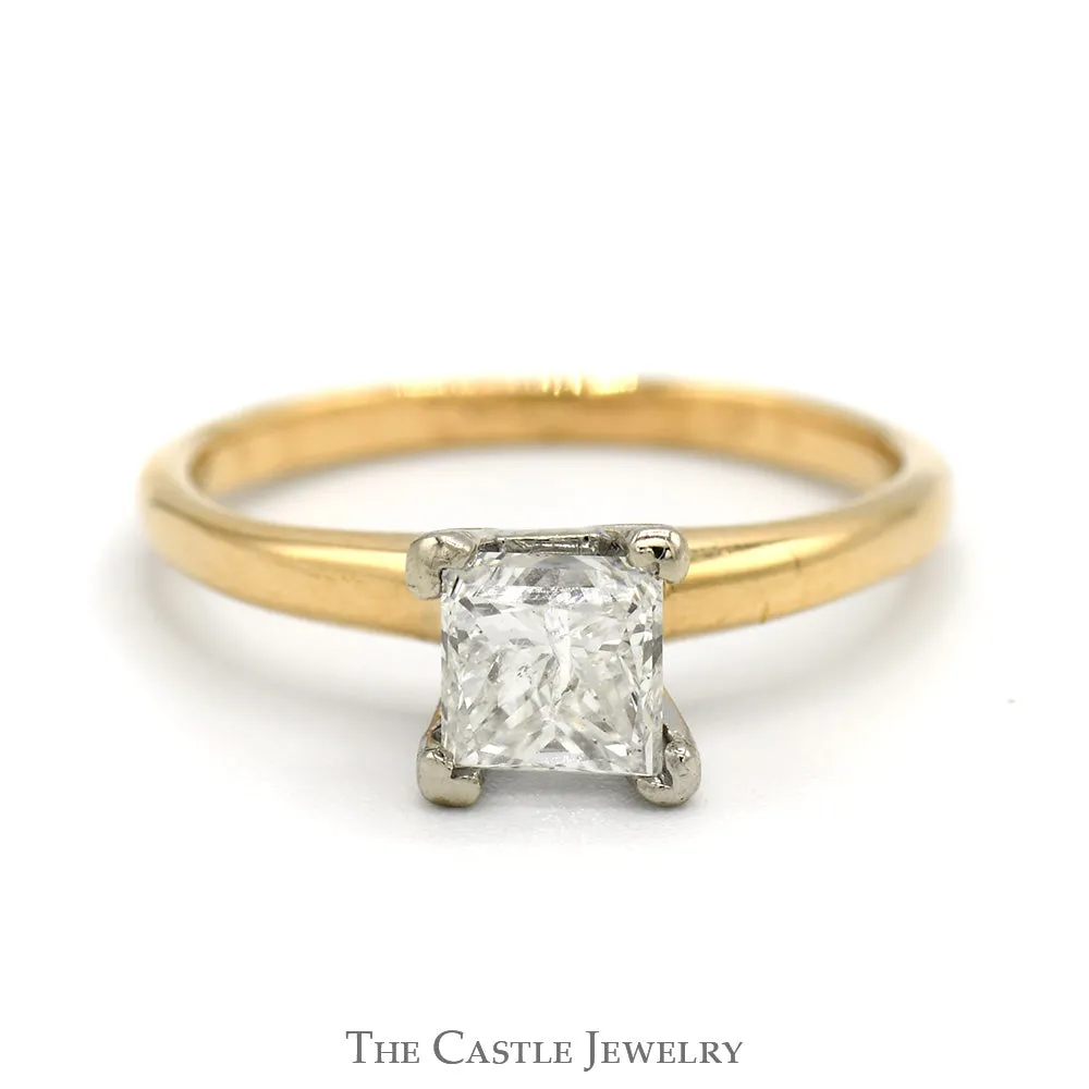 .98ct Princess Cut Diamond Solitaire Engagement Ring in 14k Yellow Gold