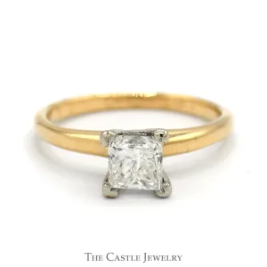 .98ct Princess Cut Diamond Solitaire Engagement Ring in 14k Yellow Gold