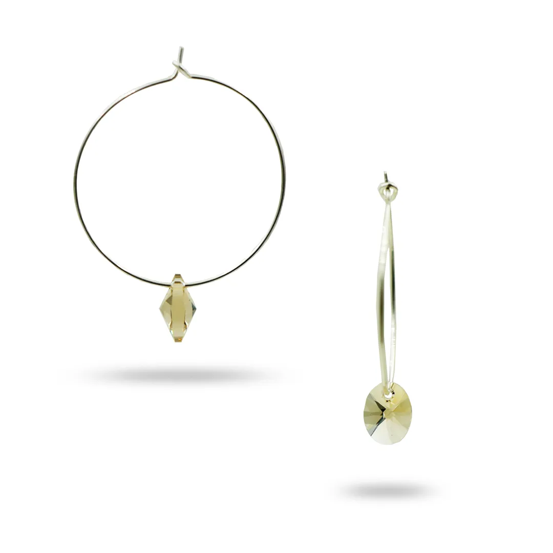 Abstract Collection - Swarovski Oval Crystal Hoops Earrings