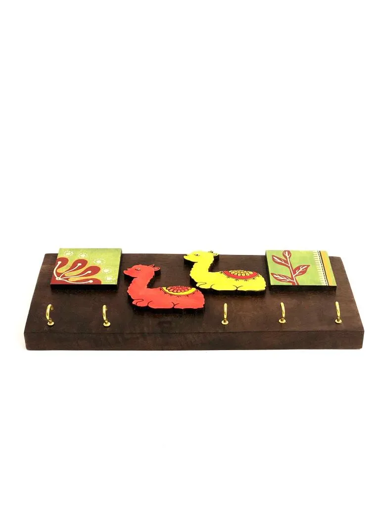 Alpaca Theme Based Key Hanger Wooden Craftsmanship Collectible By Tamrapatra