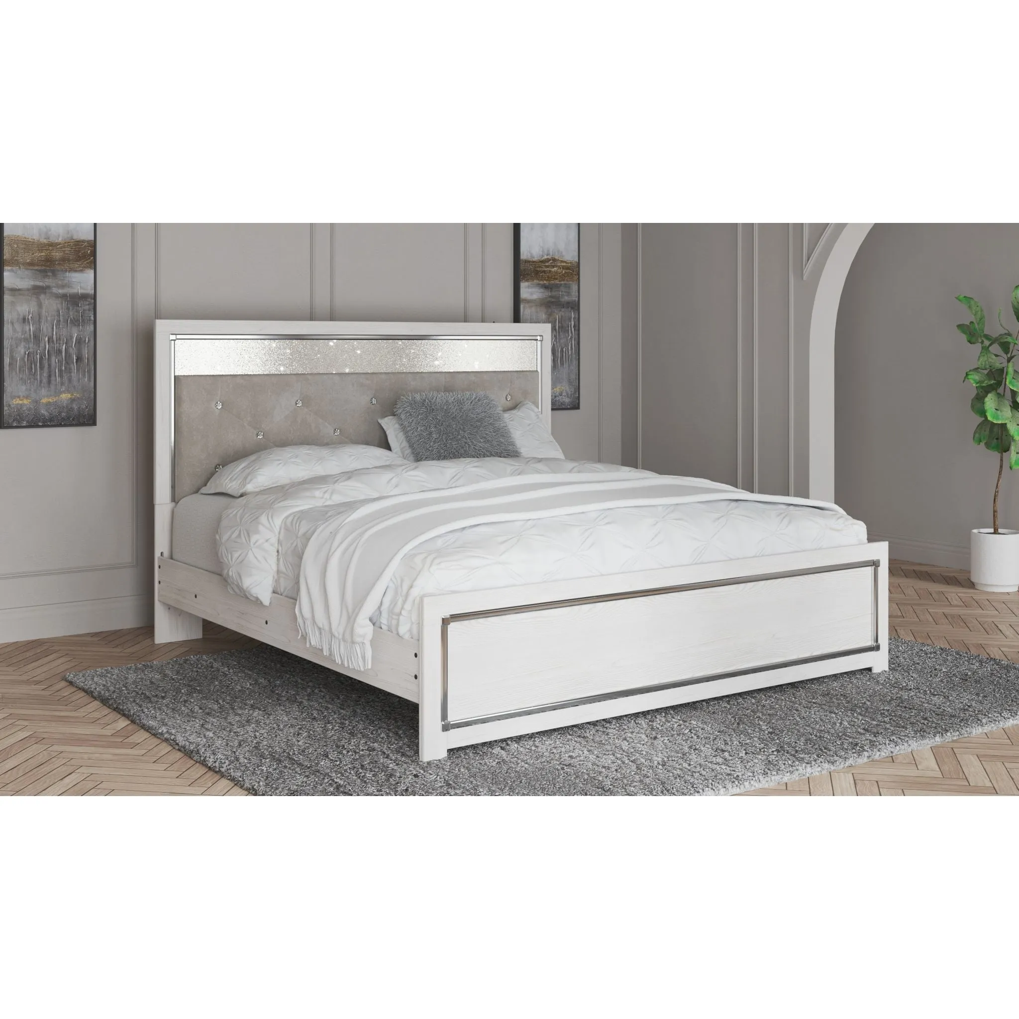 Altyra Panel Bed - White