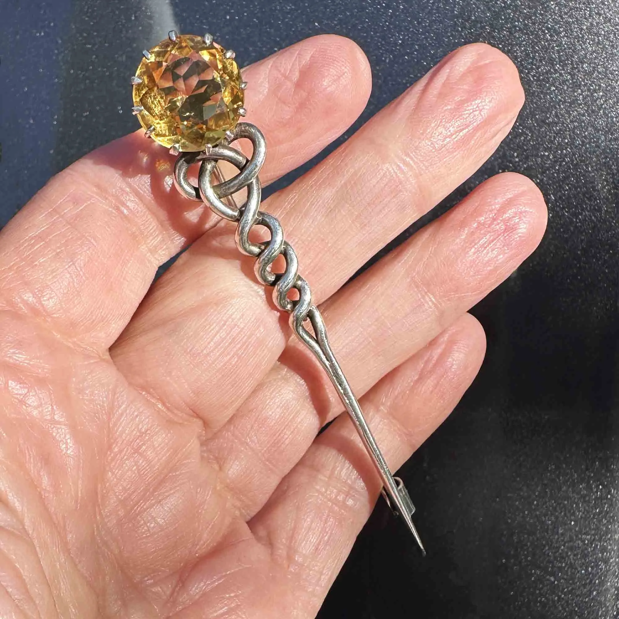 Antique Victorian Scottish Citrine Comet Kilt Brooch