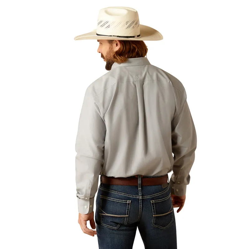 Ariat Men's Wrinkle Free Solid Pinpoint Oxford Classic Fit Shirt, Harbor Mist