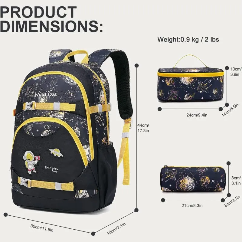 Backpack for Girls Embroidery School Bag with Lunch Box for Kids Teen