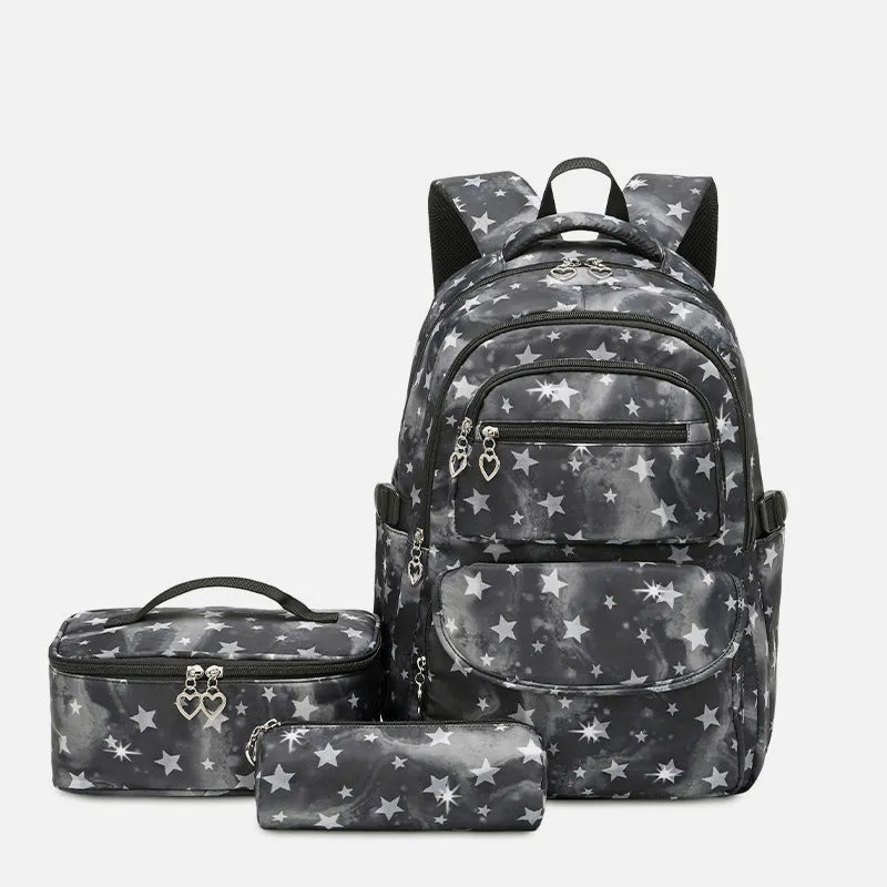 Backpack for Teen Girls 3Pcs School Bag Set with Lunch bag Pencil Bags