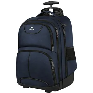 Backpack with Wheels, Travel-friendly Rolling Laptop Backpack for Men Women, MATEIN Freewheel Carry on Luggage Business bag, Compact College School Student Computer Bag fit 15.6 Inch Notebook,Blue