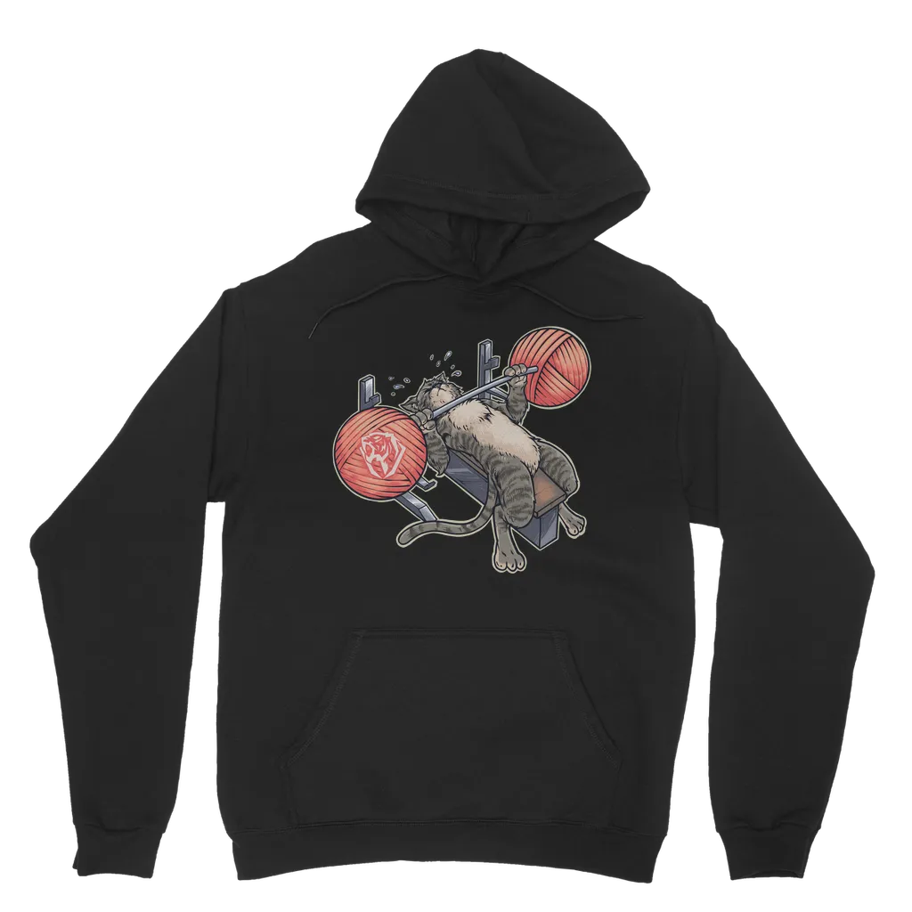 Benchpressing Brown Tabby Cat Hoodie (UK)