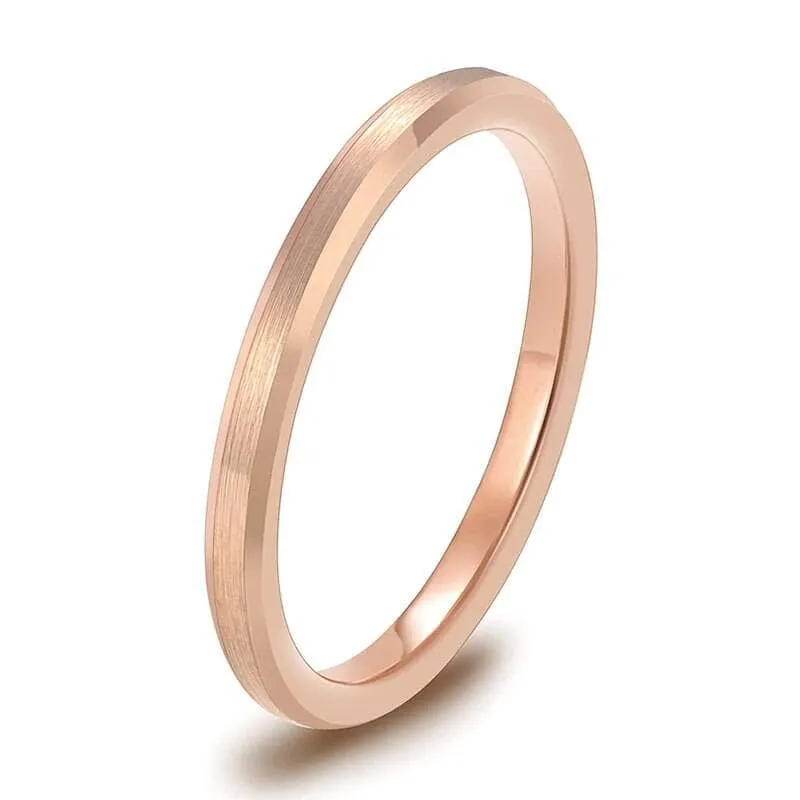 Beveled Edges & Brushed 2mm Tungsten Wedding Band