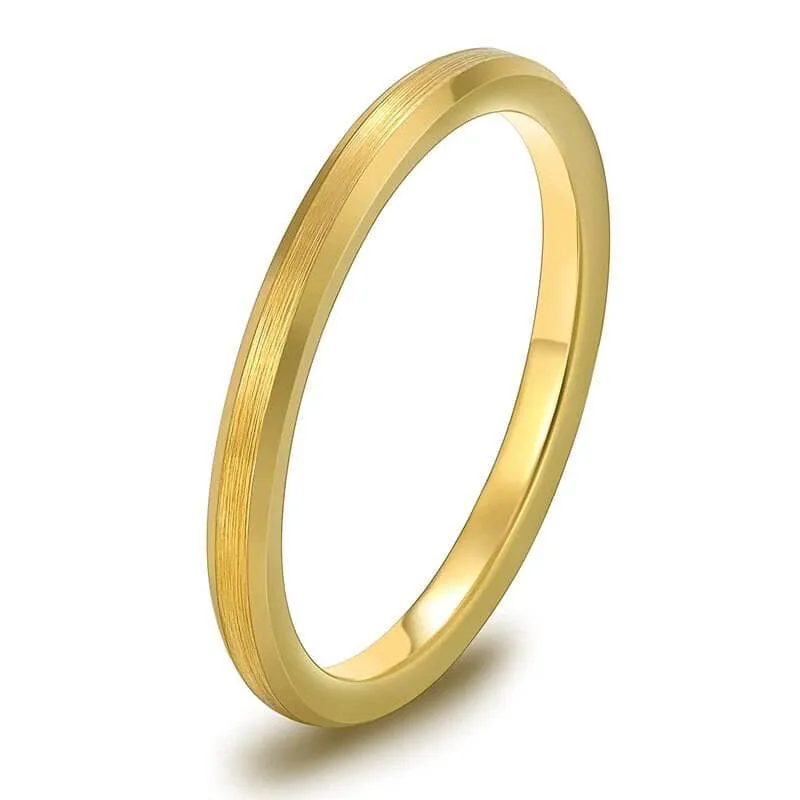 Beveled Edges & Brushed 2mm Tungsten Wedding Band