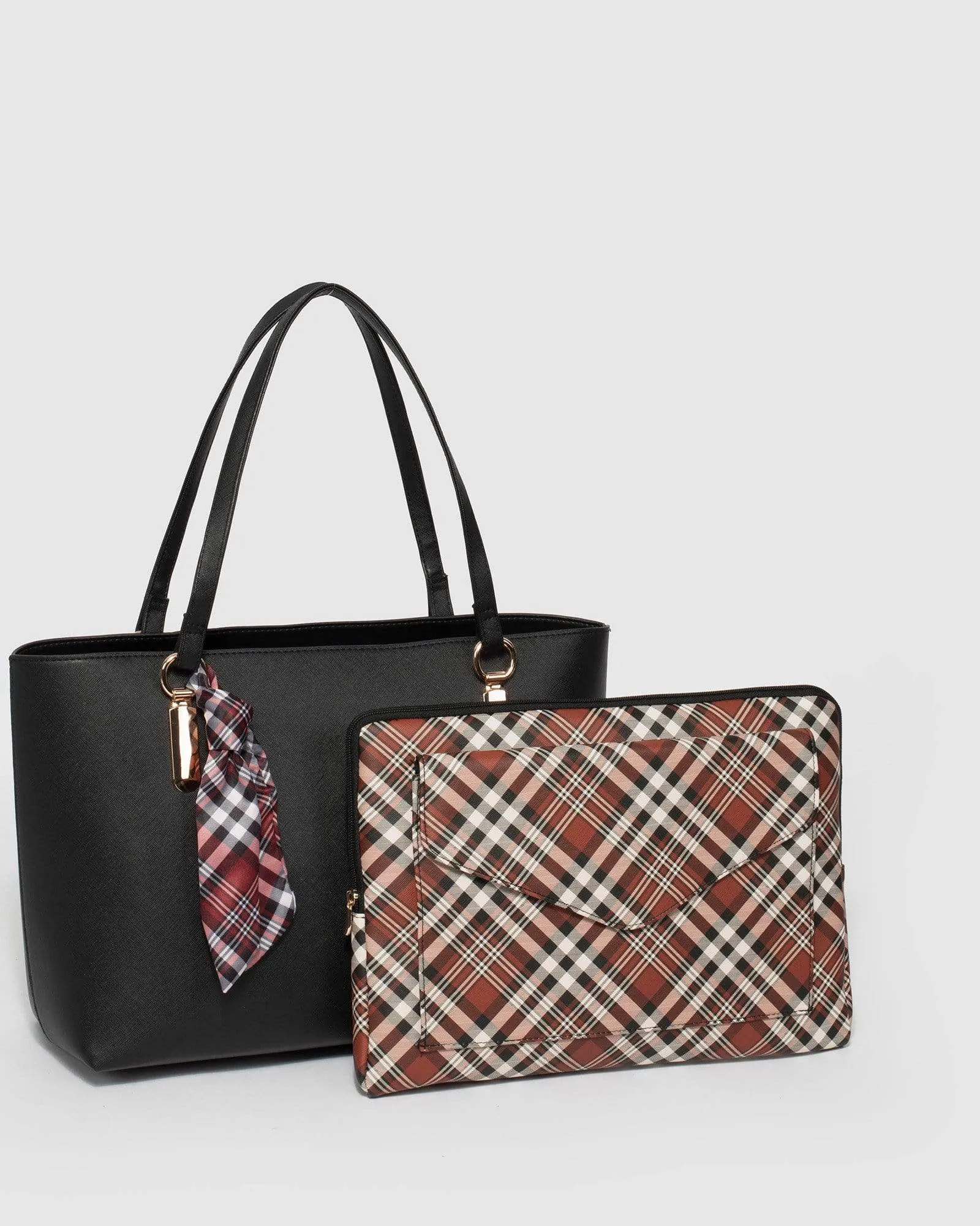 Black Angelina Scarf Tote Bag