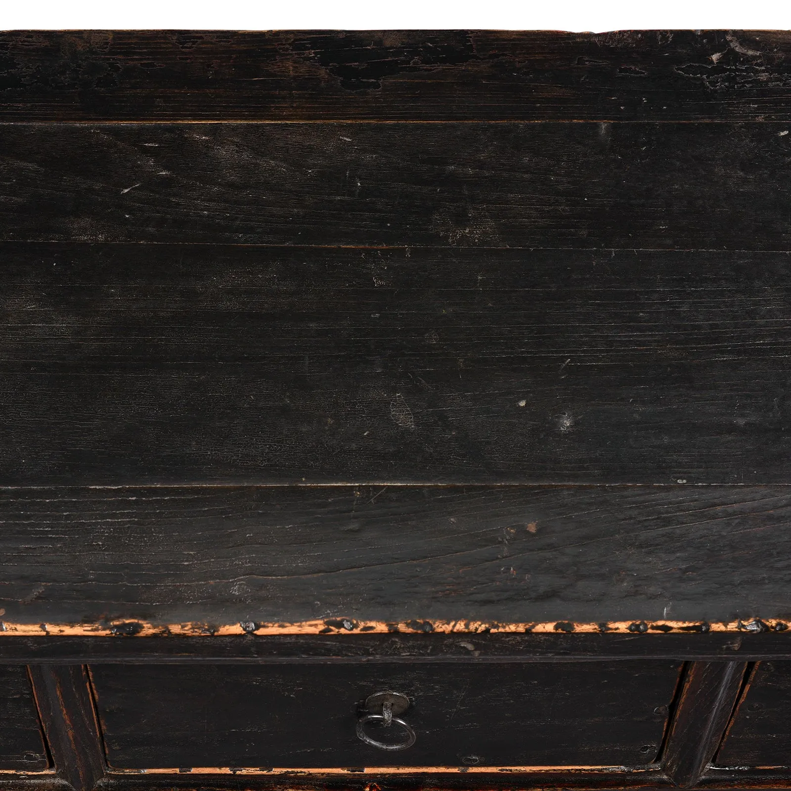 Black Lacquer 7 Drawer Console Table from Shanxi - 19thC