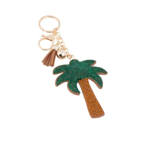 Bling Crystal Palm Tree Tassel Keychain Keyring Bag Charm