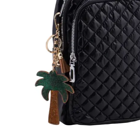 Bling Crystal Palm Tree Tassel Keychain Keyring Bag Charm