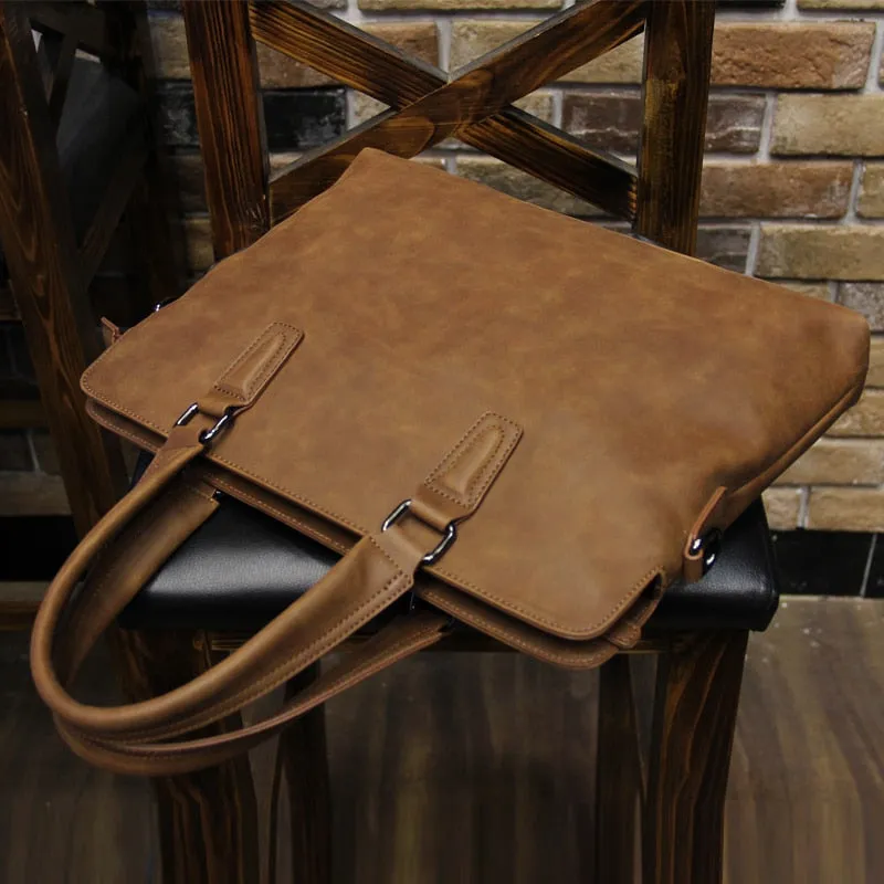 Brand Crazy horse pu leather men bags