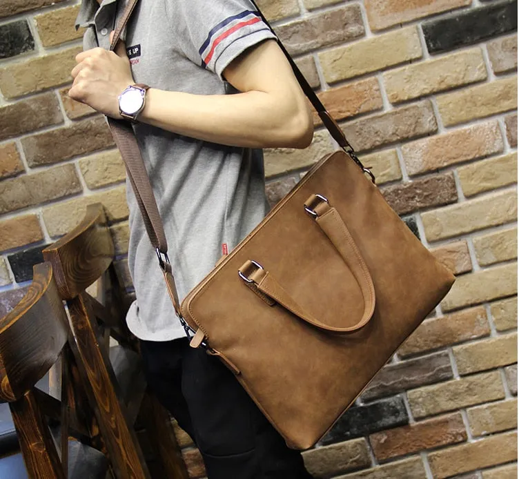Brand Crazy horse pu leather men bags