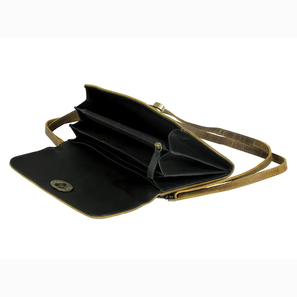 Brown Matte Wallet Crossbody