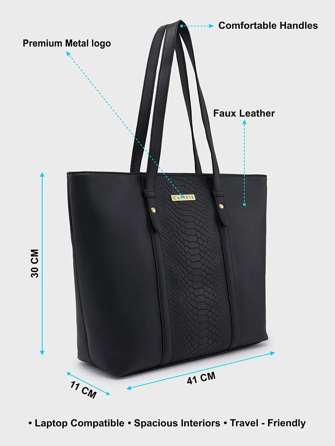 Caprese Sameera Laptop Tote Large Black