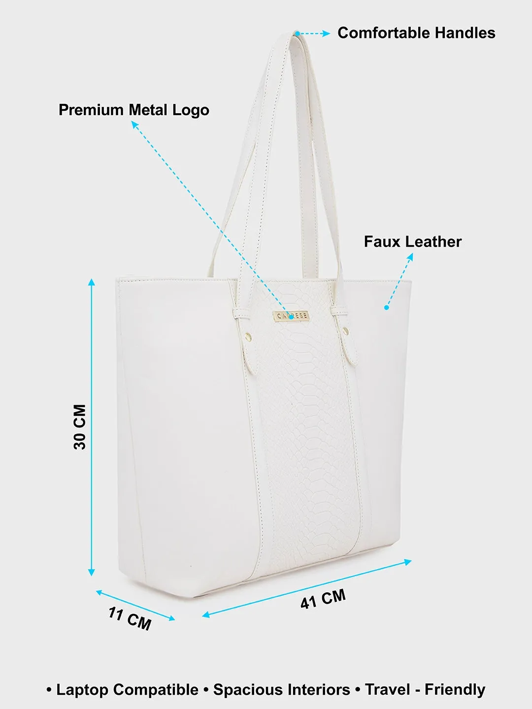 Caprese Sameera Laptop Tote Large Off White