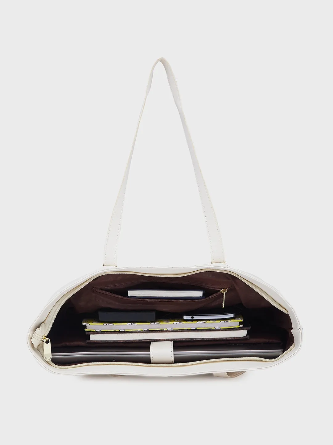 Caprese Sameera Laptop Tote Large Off White