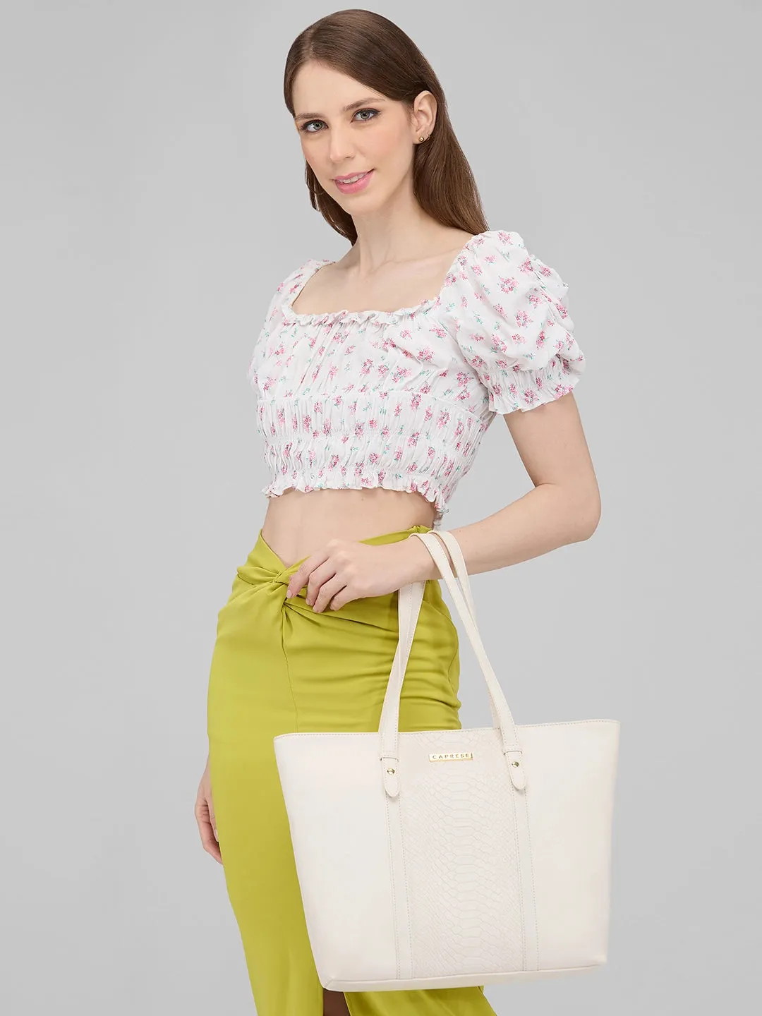 Caprese Sameera Laptop Tote Large Off White