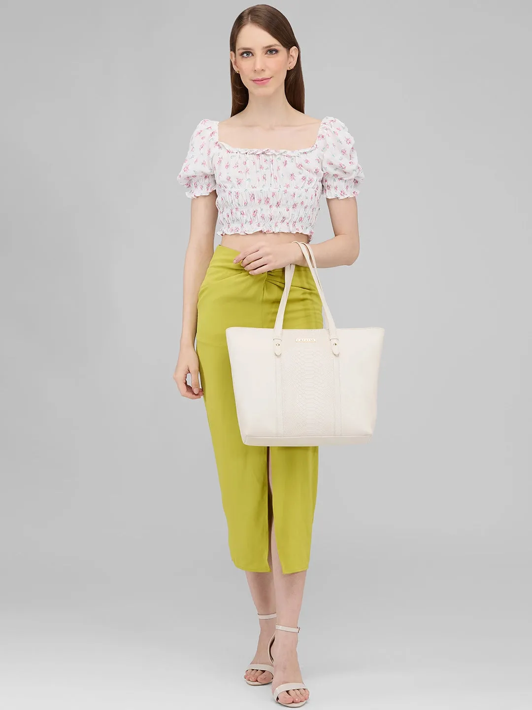 Caprese Sameera Laptop Tote Large Off White