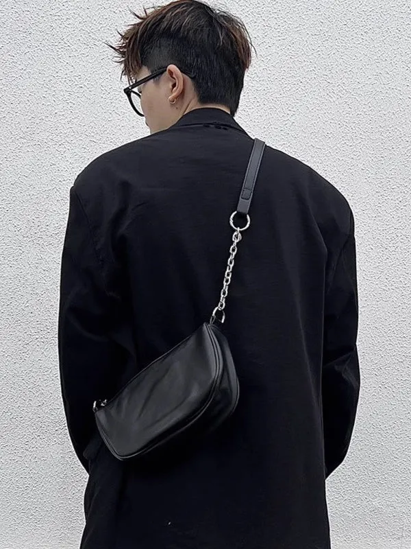 CHAIN LEATHER MESSENGER BAG LET3048