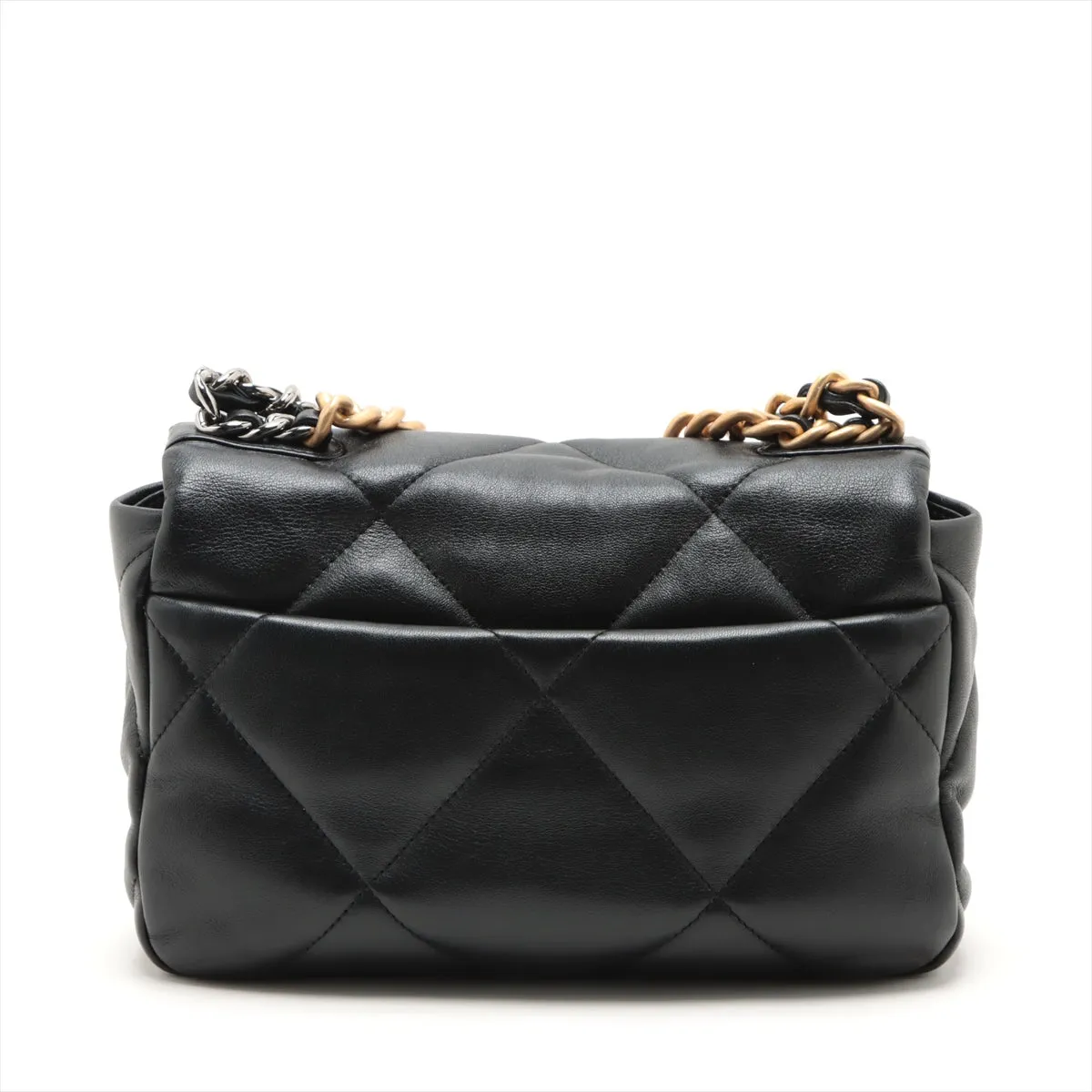 Chanel 19  Chain Shoulder Bag Black Gold  AS1160