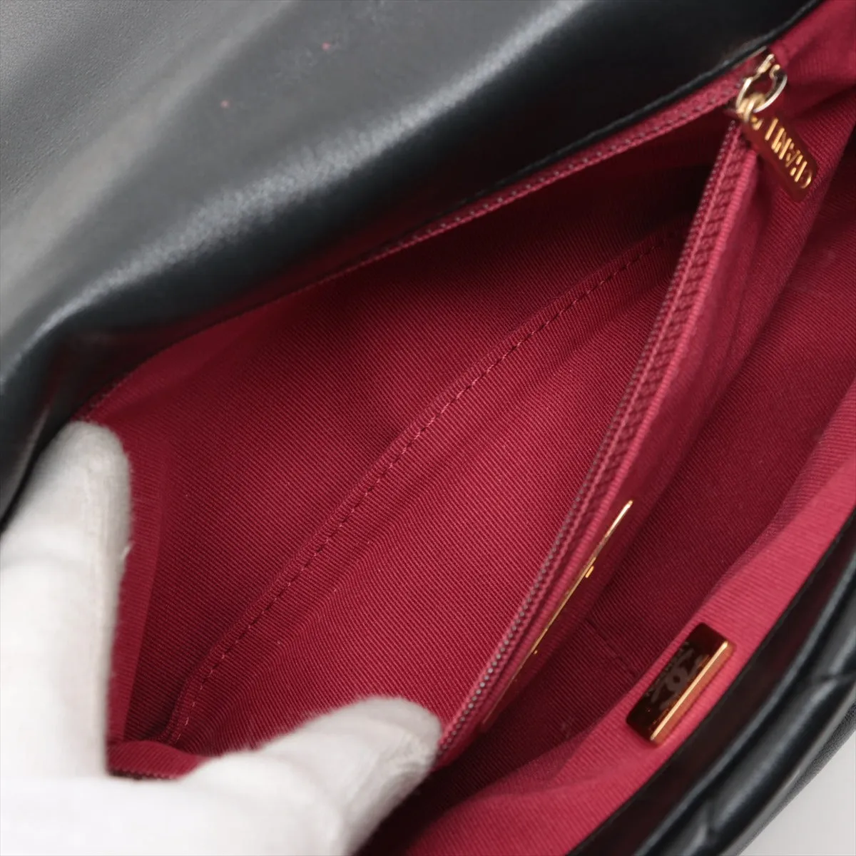 Chanel 19  Chain Shoulder Bag Black Gold  AS1160