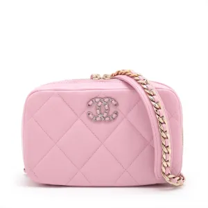Chanel 19  Chain Shoulder Bag Pink G x Silver Gold  32nd Series AP2728