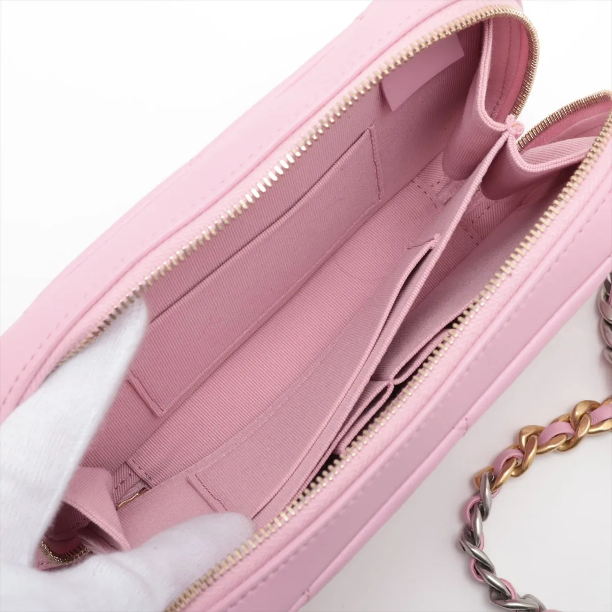 Chanel 19  Chain Shoulder Bag Pink G x Silver Gold  32nd Series AP2728
