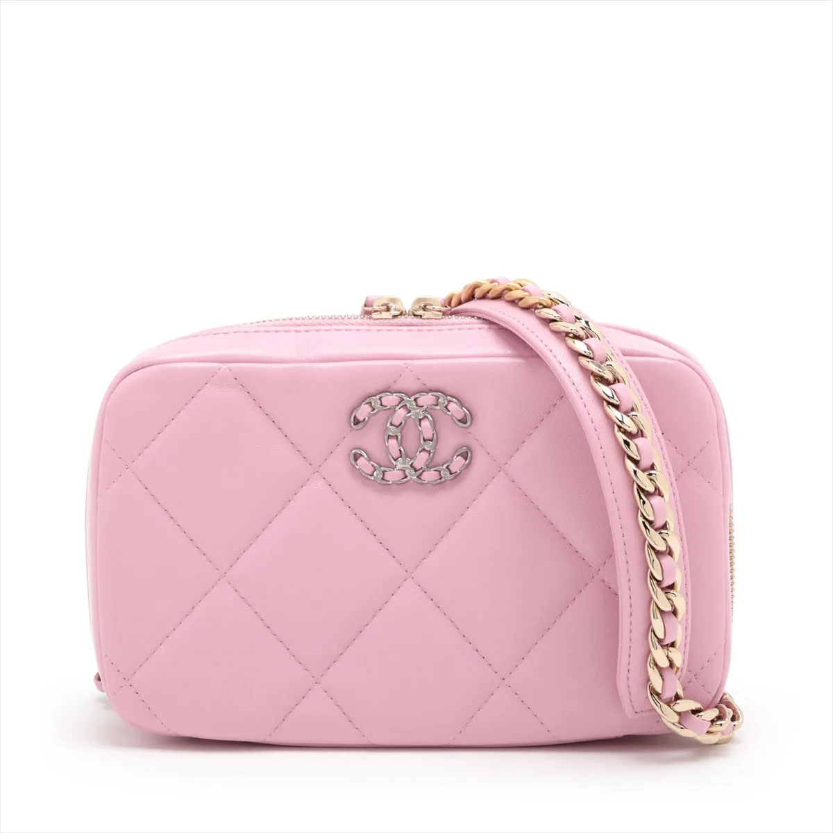 Chanel 19  Chain Shoulder Bag Pink G x Silver Gold  32nd Series AP2728