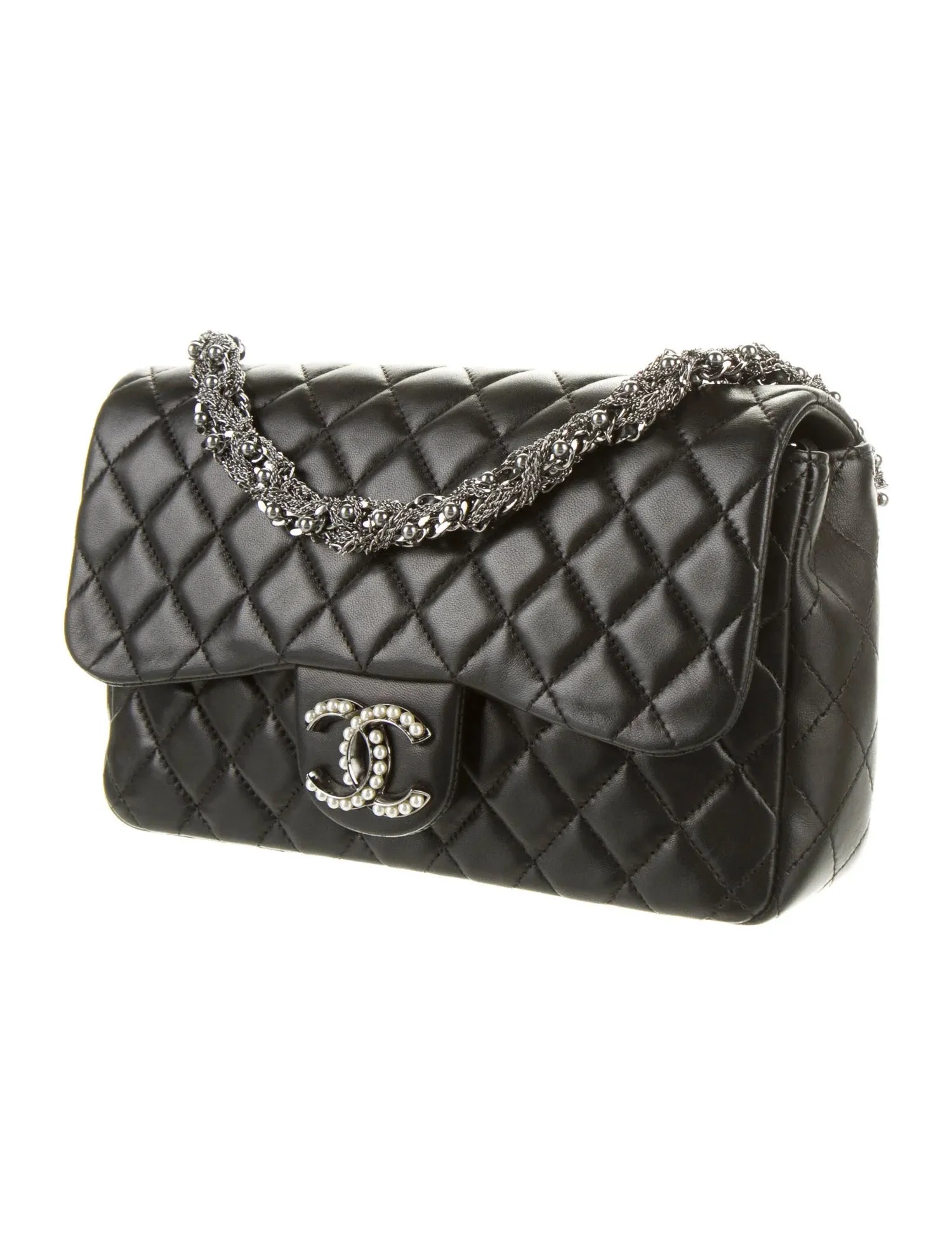 CHANEL CC WESTMINSTER PEARL FLAP LAMBSKIN BAG