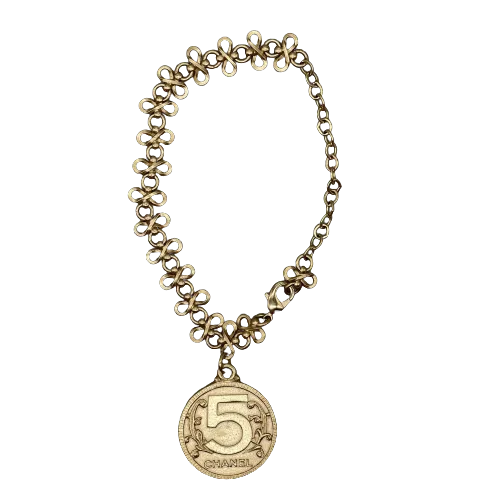 CHANEL - Vintage 03P Side Portrait '5' Medallion Chain Gold '' Bracelet