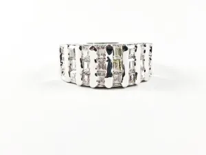 Classic Fine Thin Multi Row High Quality CZ Setting Brass Ring