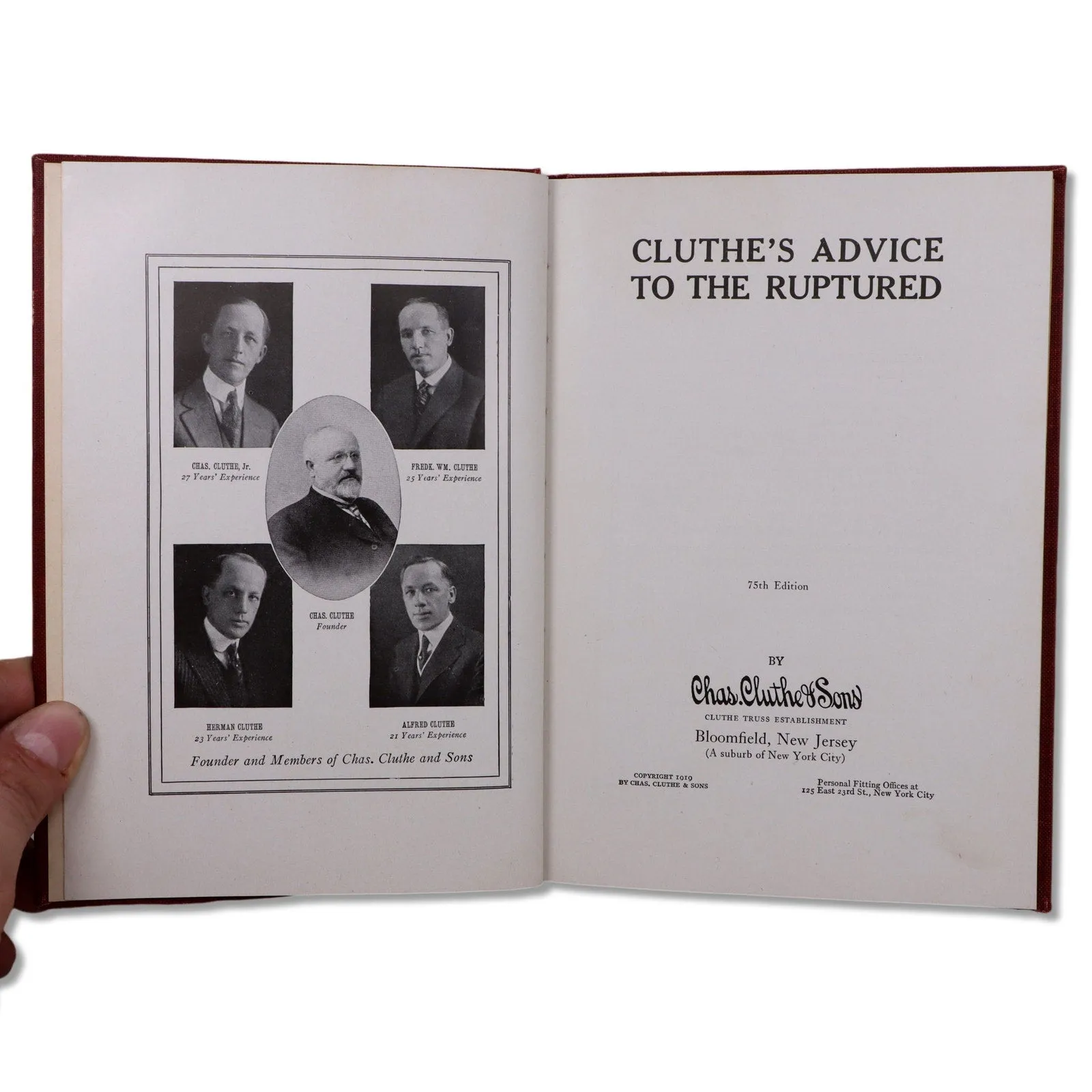 Cluthe's Advice to the Ruptured 1919 Chas Cluthe & Sons Antique Hardcover