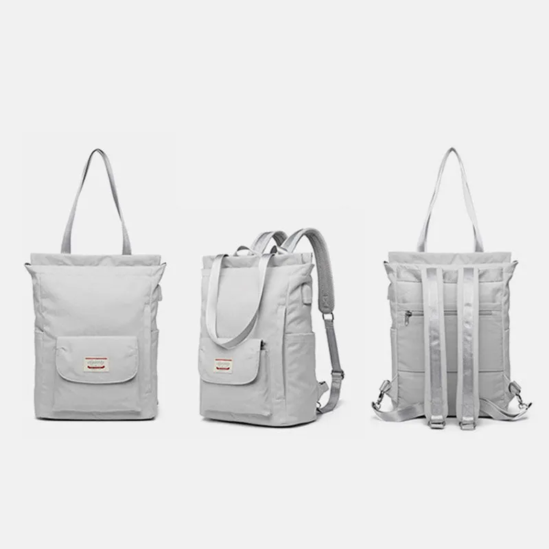 Converible Tote Backpack Laptop Bag College School Bookbag with USB Charging Port
