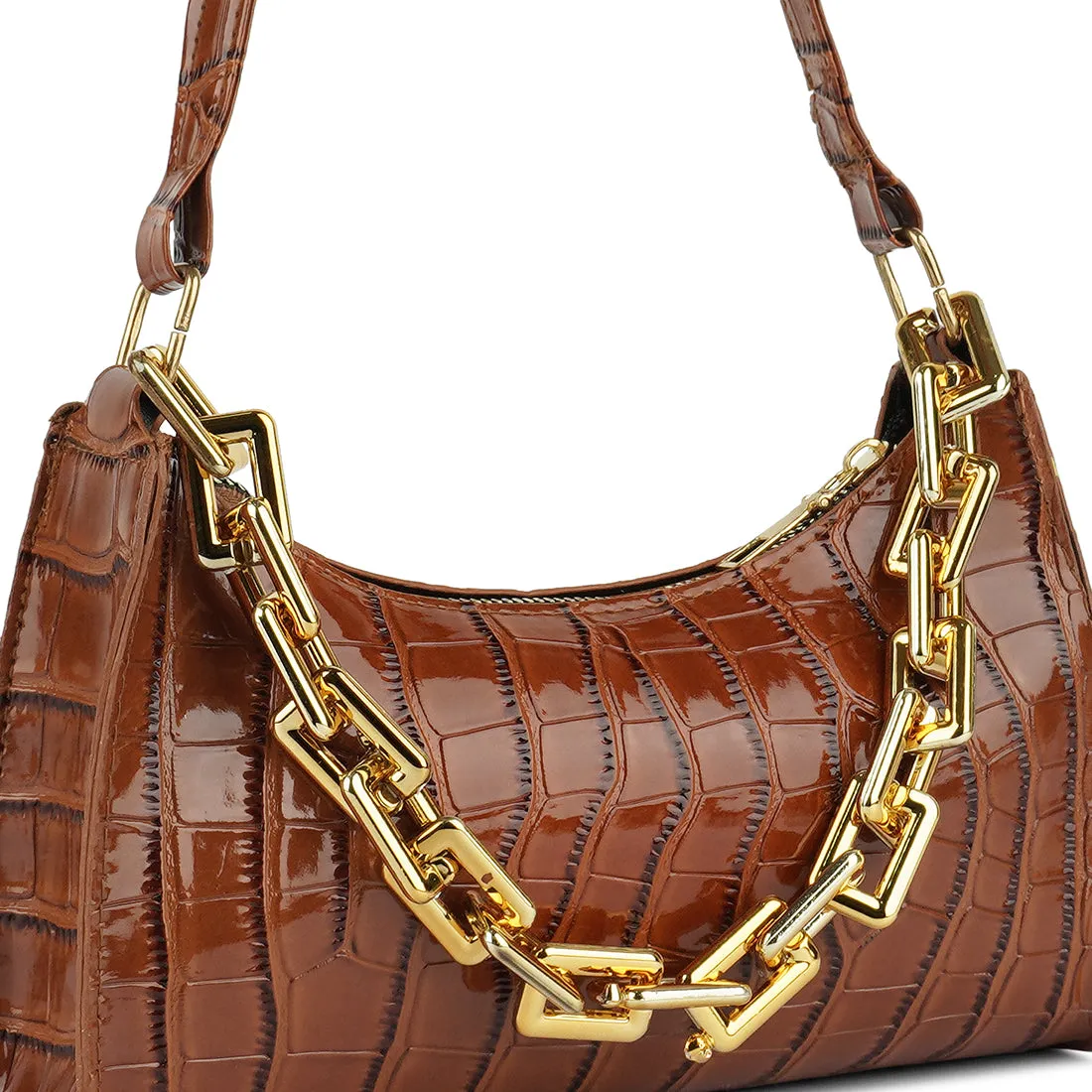 Croc Patten Baguette Bag