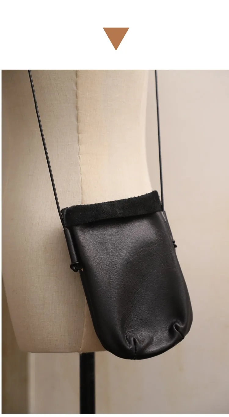 Cute Brown LEATHER Side Bag Phone WOMEN SHOULDER BAG Slim Phone Crossbody Pouch FOR WOMEN