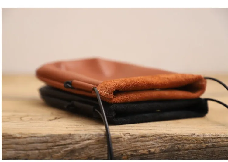 Cute Brown LEATHER Side Bag Phone WOMEN SHOULDER BAG Slim Phone Crossbody Pouch FOR WOMEN