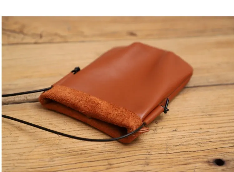 Cute Brown LEATHER Side Bag Phone WOMEN SHOULDER BAG Slim Phone Crossbody Pouch FOR WOMEN