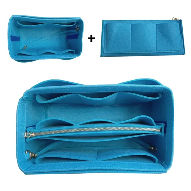 Cyflymder New Popular Women's Makeup Organizer Felt Cloth Insert Bag Multi-functional Travel Cosmetic Bag Girl Storage Toiletry Liner Bags