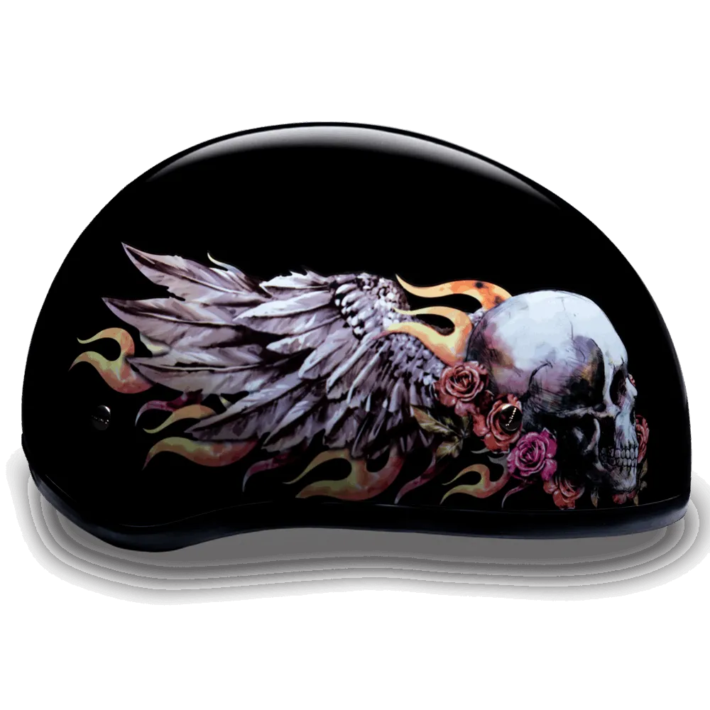 D6-SKW D.O.T. Daytona Skull Cap Helmet - with Skull Wings