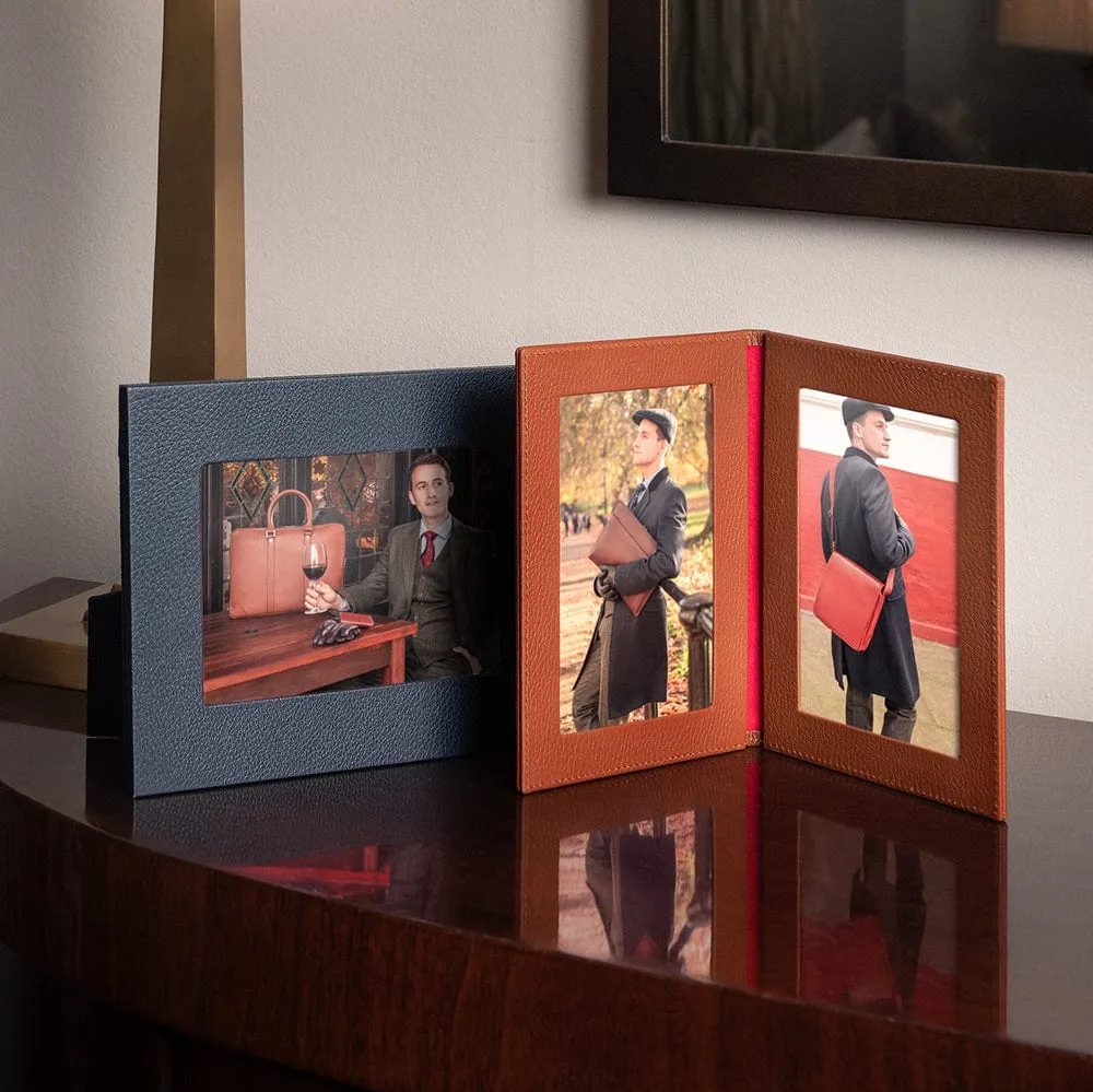 Double Leather Photo Frame 6x4 Inch - Tan